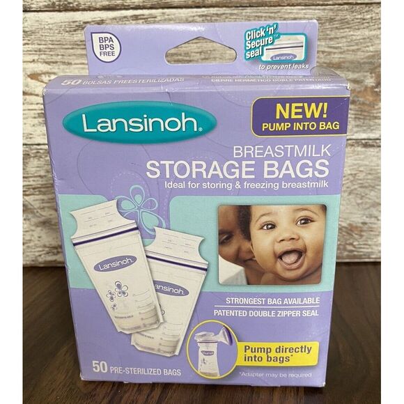 Lansinoh Pre-Sterilized Breastmilk Storage Bags Click Secure Seal BPA Free 100Ct - Picture 2 of 6